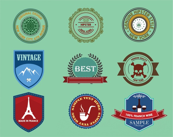 ретро логотипы дизайн с различными формами