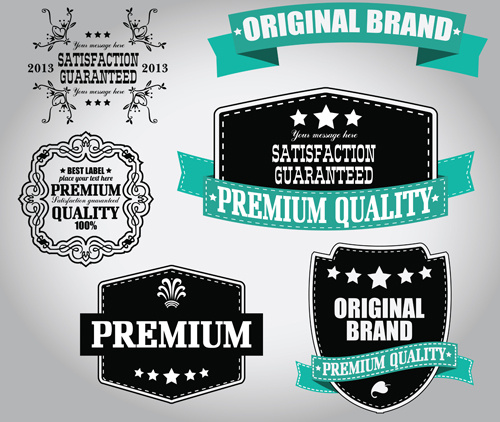 Retro-Premium-Qualität-Label mit Multifunktionsleiste Vektor