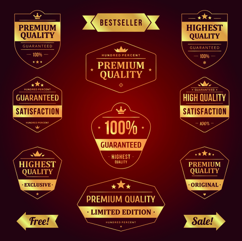 conjunto de vector de premium retro calidad venta etiquetas