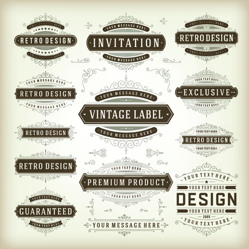 Retro Ribbon Labels Design Graphics Vector