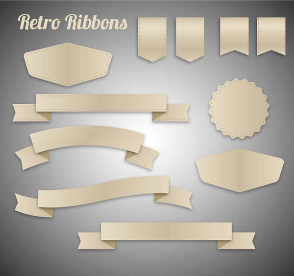 ilustrasi vektor retro pita dengan berbagai bentuk