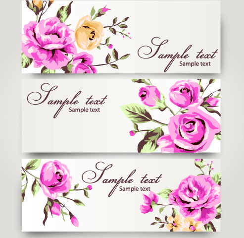 Retro Rose With Banner Design Vector