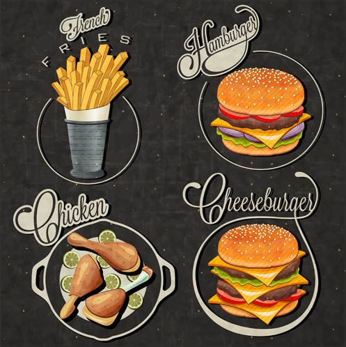 Gaya Retro Desain logo makanan cepat saji