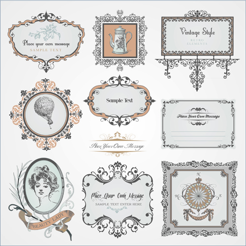 Retro Style Frames With Ornament Vector