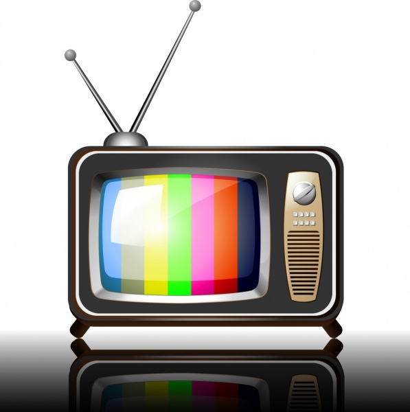 Icona retro televisione disegno lucido multicolore