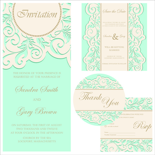 Retro Wedding Invitation Cards Design