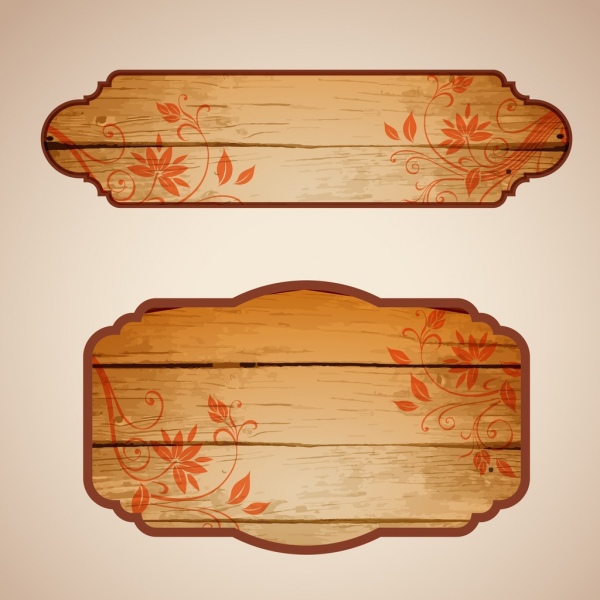 tabuleta de madeira retrô define flores ornamento padrão