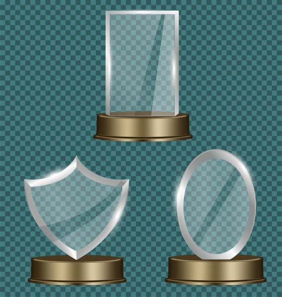 ícones recompensa coleção 3d brilhante transparente decoração