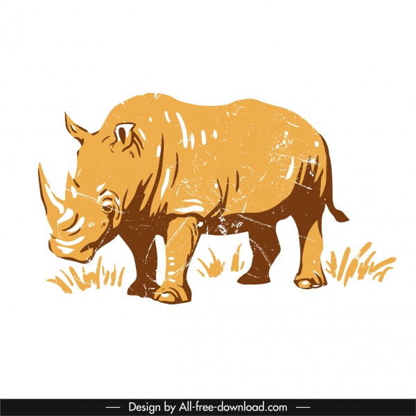 ícone rinoceronte esboço clássico desenhado à mão