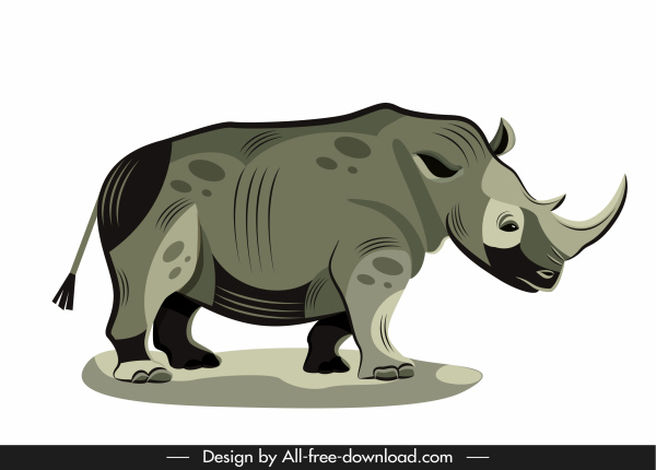 pittura di rinoceronte colore scuro disegnato a mano schizzo