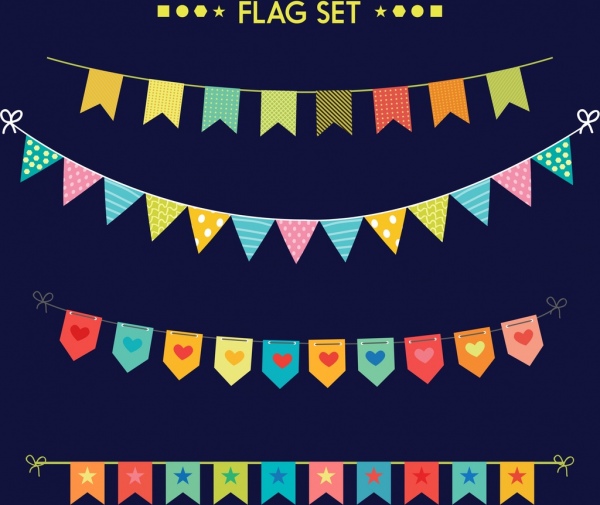 ленты флаги различные цветные элементы дизайна формы изоляции
