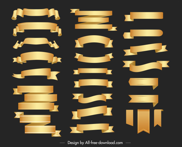 wstążki szablony kolekcja błyszczące eleganckie złote kształty