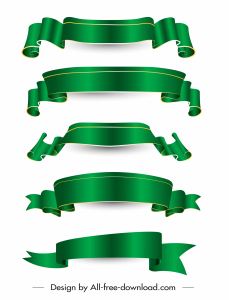 cinta plantillas elegantes verde rizado moderno diseño 3d