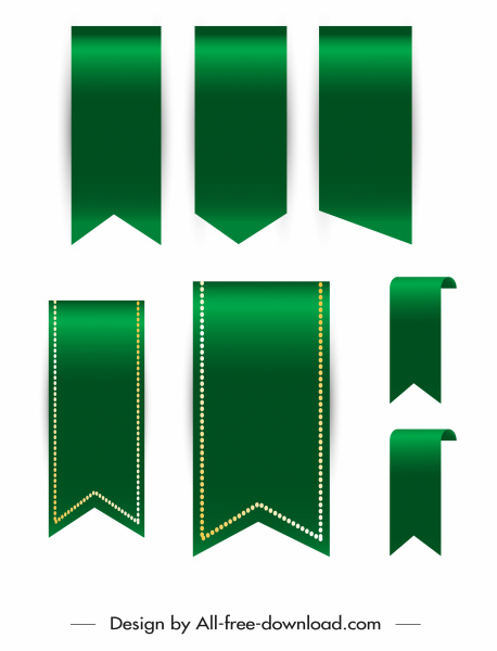 リボン テンプレート光沢のある緑のモダンなデザイン