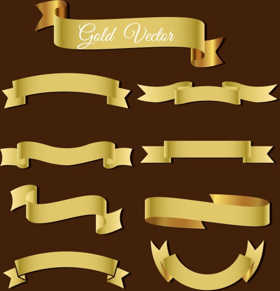 disegno dorato lucido 3d del modello collezione di nastri