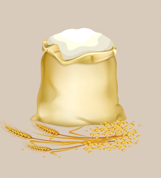 쌀 가방 아이콘 반짝 노란색 디자인