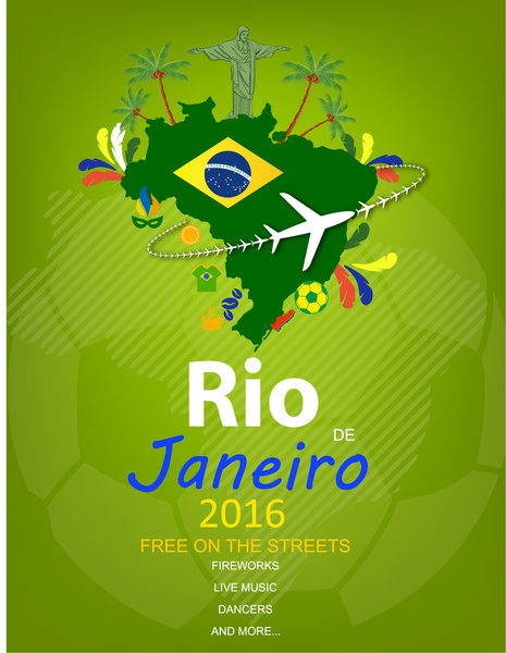 Рио-2016 Олимпийские баннер дизайн с картой