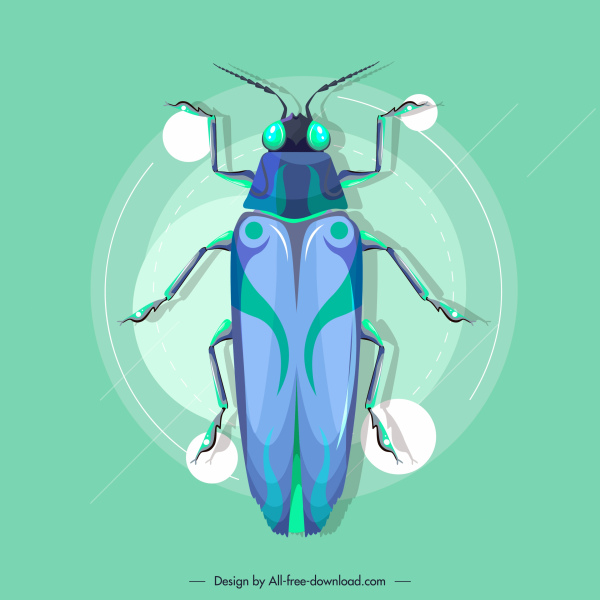Cafard insecte icône moderne bleu décor plat desgin