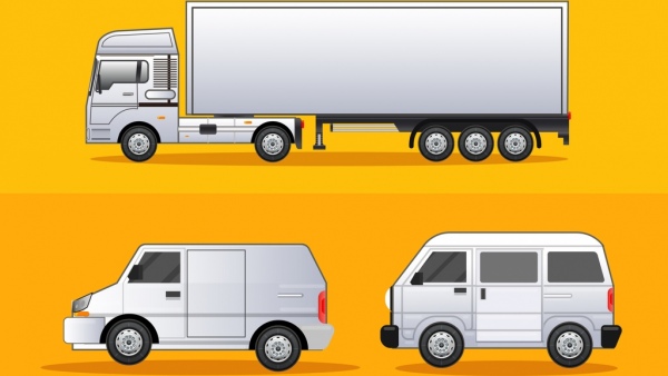 elementy projektu logistyki drogowej ciężarówki van ikony