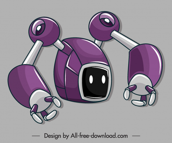 icona robot moderno design grigio viola