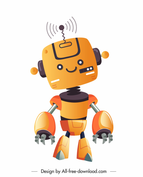 icône de modèle de robot mignon dessin animé croquis de caractère humanoïde forme