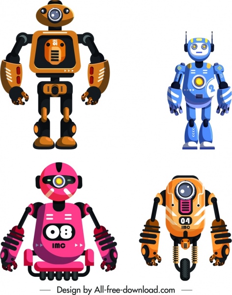 design de formas modernas coloridas de modelos de robô