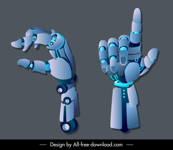 iconos robóticos de la mano boceto 3D moderno