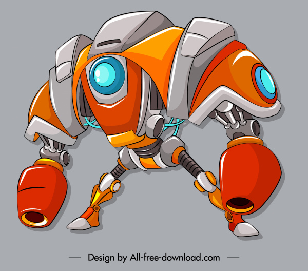 icono guerrero robótico colorido diseño moderno 3d bosquejo
