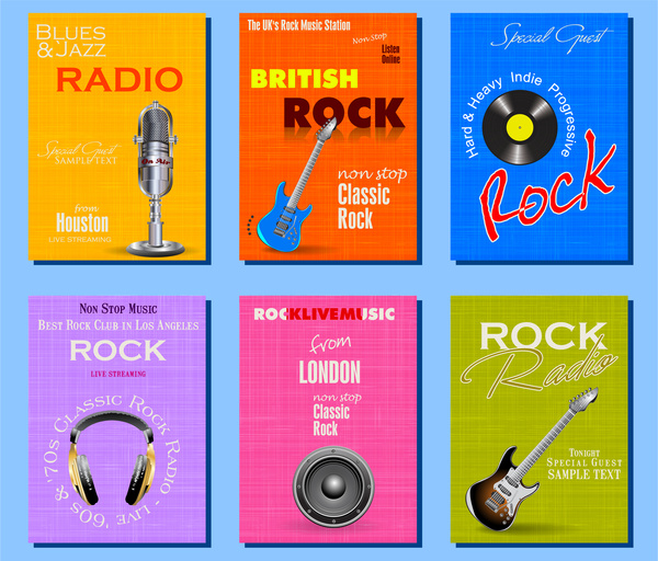 Rock Musik Banner setzt Abbildung mit Musikinstrumenten