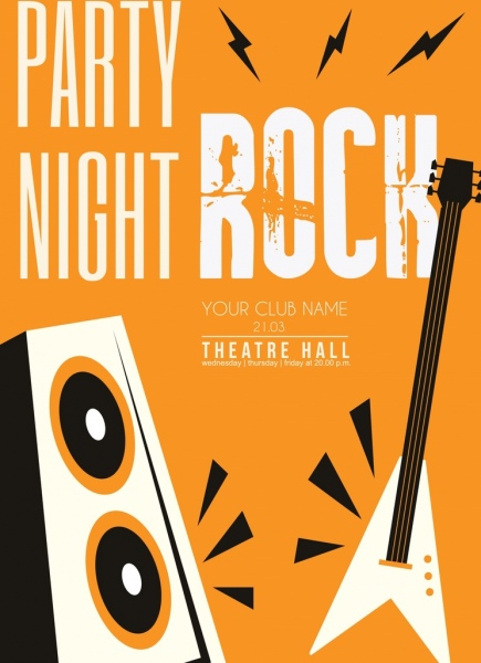 Rock party transparent gitara głośnik ikony klasycznego projektu