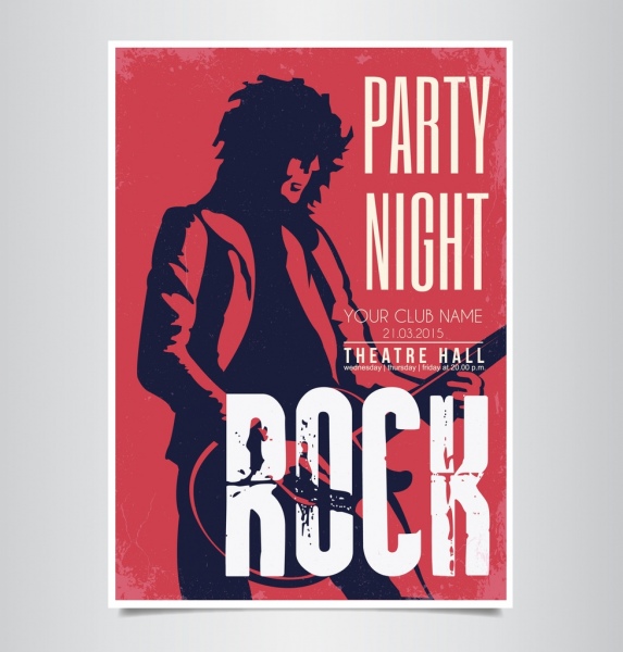 Rock Party banner cantante silueta rojo oscuro decoracion