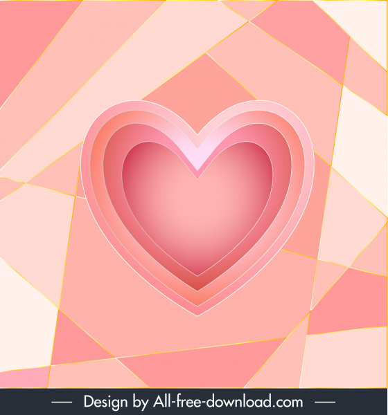 로맨스 배경 템플릿 밝은 핑크 하트 장식
