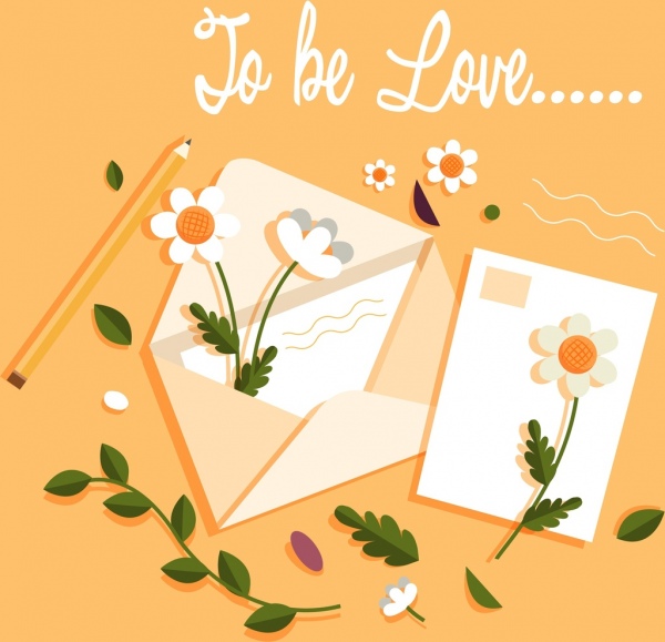 Romance carte fond enveloppe décor floral design classique