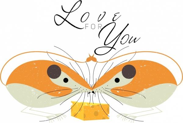 浪漫爱情背景鼠标图标对称设计