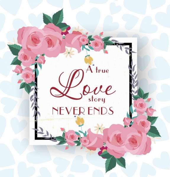 Plantilla de tarjeta decoracion romantica rosas marco cuadrado