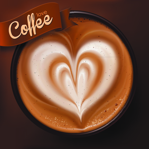 vector de diseño de etiquetas de café romántico