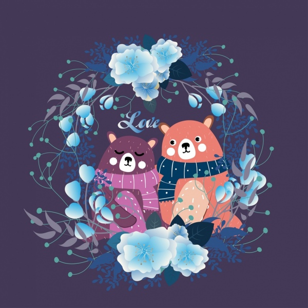 cinta romantis latar belakang lucu beruang bunga karangan bunga dekorasi