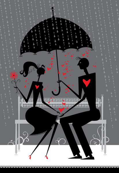 unsur-unsur cinta romantis dengan vektor silhouette