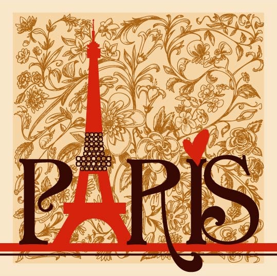 Romantic Paris Floral Background Vector Romantic Paris Floral Background Vector