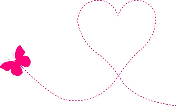 kelebek ve kalp tasarımı ile romantik vektör çizim