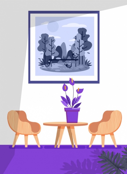Icone della mobilia classica sfondo camera pittura decorazione