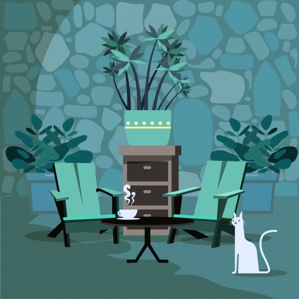 design-Zimmer Dekor Tisch Stuhl Natur Hintergrundelemente