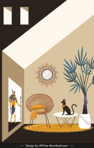 modelo de decoração de quarto estilo egípcio design clássico