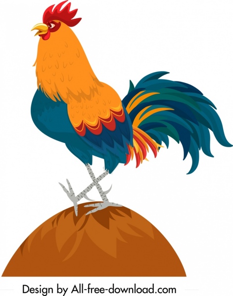 charakter ikona kolorowy kreskówka Rooster