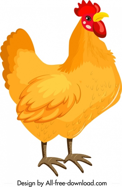 diseño de dibujos animados coloridos de icono de gallo