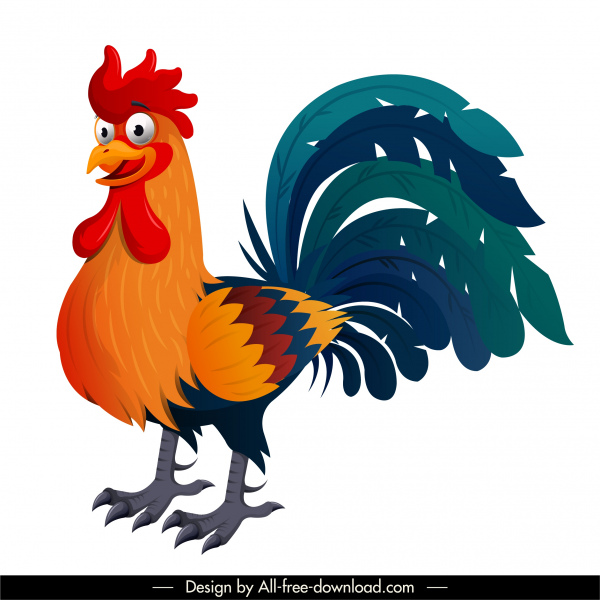 ไอคอนไก่ที่มีสีสันการออกแบบการ์ตูนร่าง