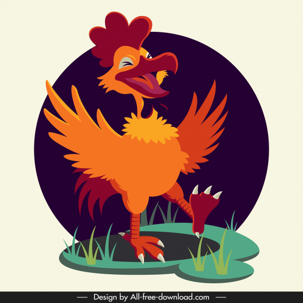 Rooster biểu tượng funny nhân vật hoạt hình phác họa