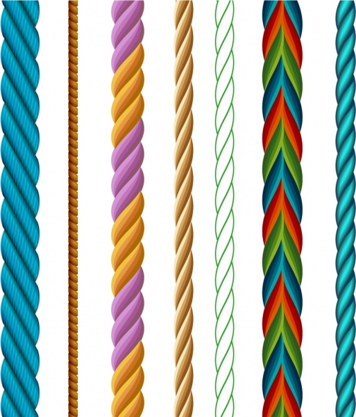corda ícones coleção colorida torção esboço