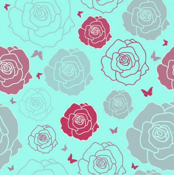 Rosa Schmetterlinge Hintergrund wiederholten Skizze