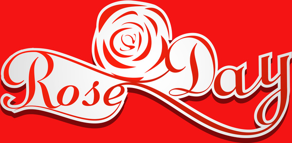 Róża dzień valentine tydzień typografii kolorowy tekst wektor ilustracja